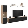 Image de Ensemble meuble TV 180 cm avec colonne et étagère ELIO bois et noir