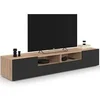 Image de Meuble TV 180 cm ELI bois façon hêtre portes noires