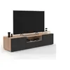 Image de Meuble TV 140 cm ELI bois façon hêtre portes noires