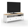 Image de Meuble TV 140 cm ACHILLE 3 tiroirs blanc et plateau bois