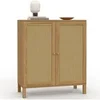 Image de Buffet d'appoint vintage 2 portes 70 cm HANAE effet naturel cannage
