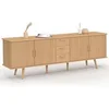 Image de Buffet 180 cm 4 portes 3 tiroirs effet lattes tasseau - Bois