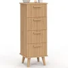 Image de Meuble d'appoint 4 tiroirs JULIETTE 30x30x80 cm chiffonnier pour entrée salle de bain effet lattes tasseau bois