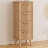 Image de Chiffonnier lattes tasseau bois coloris chêne - meuble d'appoint 4 tiroirs 30 cm