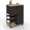 Image de Desserte de cuisine COSY avec placards et range bouteilles bois et noir