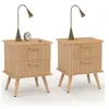 Image de Lot de 2 tables de chevet JULIETTE 2 tiroirs effet lattes tasseau bois