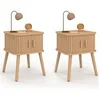 Image de Lot de 2 tables de chevet ROMIE effet lattes 2 portes coulissantes