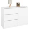 Image de Commode 3 tiroirs + 1 porte TOMI 110 cm bois blanc