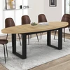 Image de Table à manger ovale 200 cm 8 personnes bois et noir style industriel