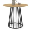 Image de Table à manger ronde YUNA 4 personnes plateau bois et pied filaire en métal noir 80 cm