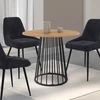 Image de Table à manger ronde 4 personnes plateau bois et pied en métal noir 80 cm