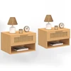 Image de Tables de nuit murales cannage et bois