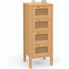 Image de Meuble d'appoint 4 tiroirs EDHEN 30x30x80 cm chiffonnier pour entrée salle de bain avec cannage
