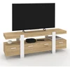 Image de Meuble TV bois et blanc 140 cm avec tiroirs