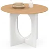 Image de Table à manger fixe ronde ALOISE 4 personnes pied arc blanc et bois 80 cm