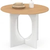 Image de Table à manger fixe ronde 4 personnes pied arc blanc et bois 80 cm