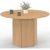 Image de Table à manger ronde BERTHE 6 personnes pied hexagonal bois effet hêtre 110 cm