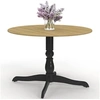Image de Table à manger ronde MARIE 4-6 personnes bois façon hêtre et noir 110 cm