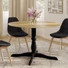 Image de Table à manger ronde 4-6 personnes 110cm bois façon hêtre et noir