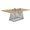 Image de Table à manger extensible rectangle YUNA 6-10 personnes plateau bois et pied filaire en métal noir 160 - 200 cm