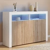 Image de Buffet 110 cm blanc et bois 3 portes avec LED