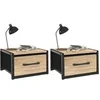 Image de Lot de 2 tables de chevet murales tiroir en tissu UTAH design industriel