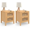 Image de Lot de 2 tables de chevet 2 tiroirs cannage et bois