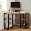 Image de Bureau d'angle industriel avec rangements bois et métal noir