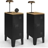 Image de Tables de chevet industrielles plateau bois façon hêtre avec porte métal noir
