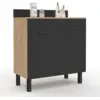 Image de Buffet casserolier de cuisine de 80 cm avec 2 portes, 1 tiroir et un plan de travail façon hêtre