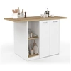 Image de Ilot central BAO 140 cm 4 personnes bois blanc avec plan de travail façon hêtre