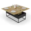 Image de Table basse plateau relevable rectangulaire convertible en table à manger BOSTON 100 cm design industriel