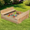 Image de Bac à sable bois refermable avec couvercle et 2 bancs intégrés