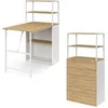 Image de Bureau bibliothèque pliable RAY plateau rabattable bois façon hêtre et blanc