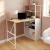 Image de Bureau pliable avec étagères bois façon hêtre et blanc