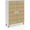 Image de Meuble de rangement 4 portes HELSINKI scandinave blanc et bois