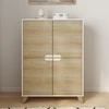 Image de Armoire de rangement scandinave avec 4 portes blanc et bois