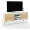 Image de Meuble TV 110 cm FINN blanc 2 portes façon hêtre