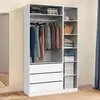 Image de Grand dressing modulable blanc 200 cm avec 1 penderie, 7 étagères et 3 tiroirs
