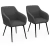 Image de Lot de 2 fauteuils de table avec accoudoirs en velours côtelé gris