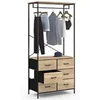 Image de Dressing penderie L. 80 cm UTAH avec 6 bacs en tissu bois et noir