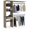 Image de Kit dressing MELINE 160 x 40 x 180 cm hêtre avec étagères noires + tiroir + double penderie