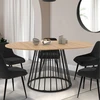 Image de Table à manger extensible ronde 110-150 cm 4-8 personnes bois et pied filaire noir
