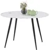 Image de Table de cuisine ronde 4-6 personnes effet marbre blanc 110cm