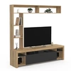 Image de Ensemble meuble TV et étagères 170 cm MALO bois et placard noir