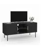 Image de Meuble TV 110 cm MARCEL 2 portes lattes tasseau bois noir