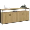 Image de Buffet 160 cm DETROIT 4 portes bois et noir design industriel