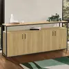 Image de Buffet bois et noir style industriel 160 cm 4 portes