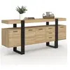Image de Buffet 180 cm PHOENIX XXL 4 portes avec 3 tiroirs bois et noir