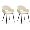 Image de Lot de 2 chaises de salle à manger, fauteuils de table CLARA en velours crème